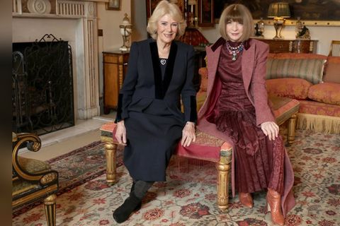 Königin Camilla (l.) und Anna Wintour treffen sich zu Beginn der London Fashion Week im St. James's Palace.