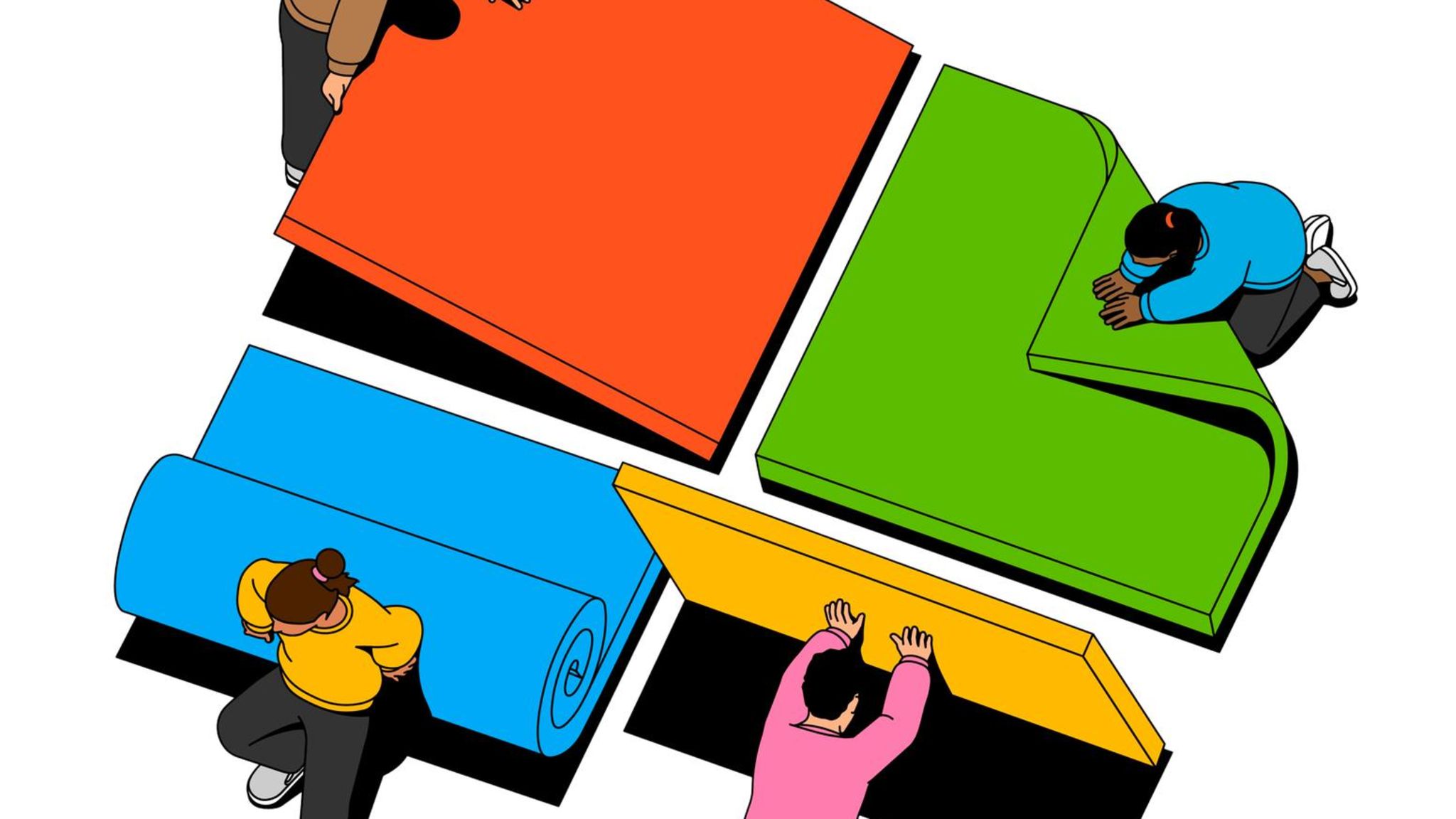 Eine Illustration mit dem bekannten Microsoft Logo