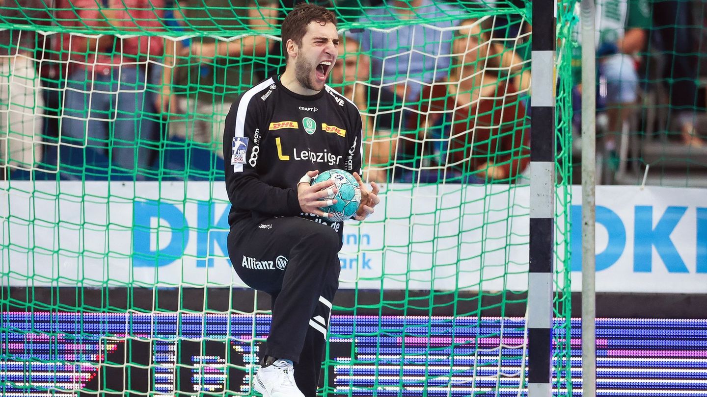 Mit 16 Paraden hatte Torwart Domenico Ebner großen Anteil daran, dass die Handballer des SC DHfK Leipzig im Kellerduell bei der