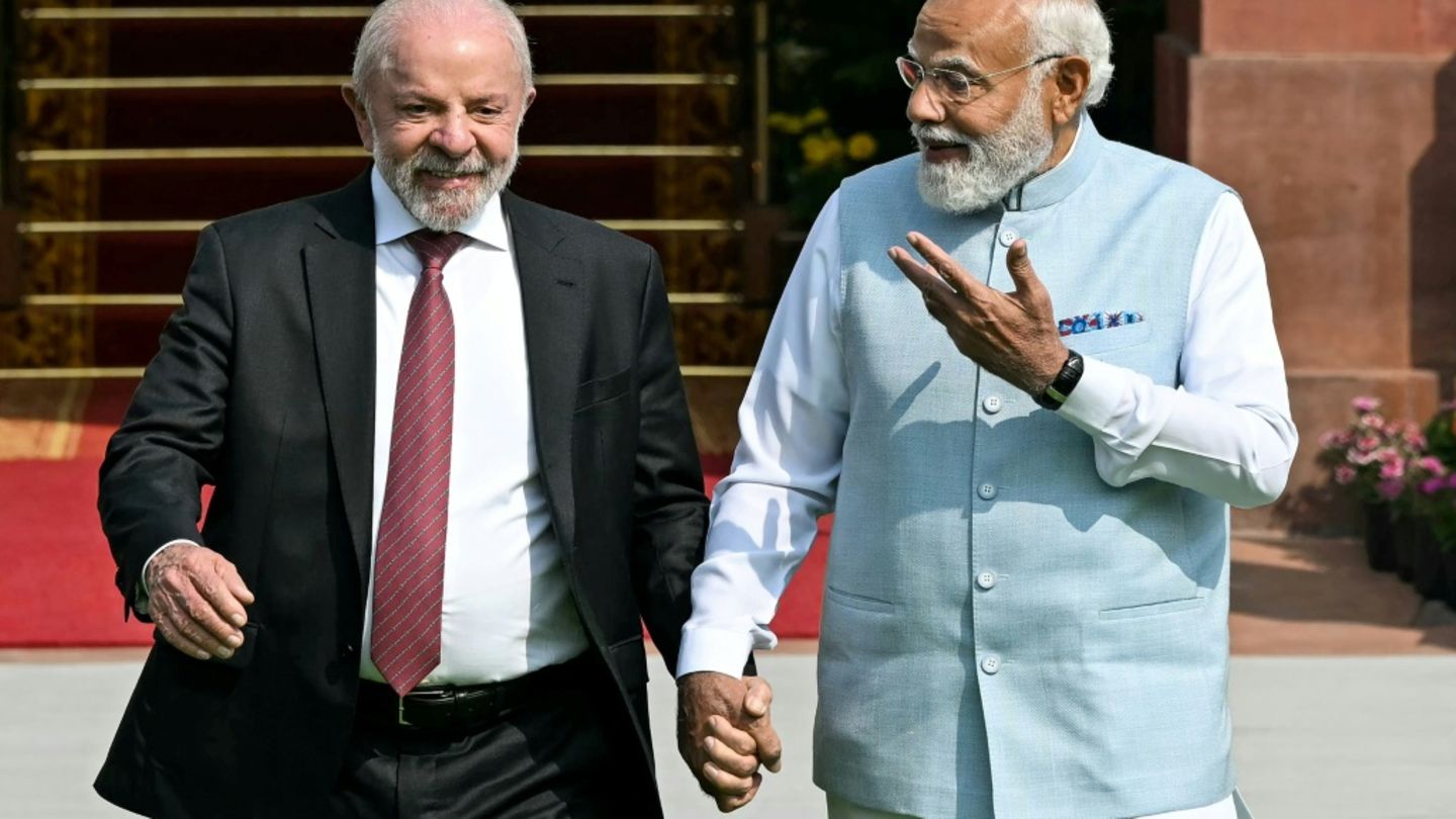Lula (l.) und Modi