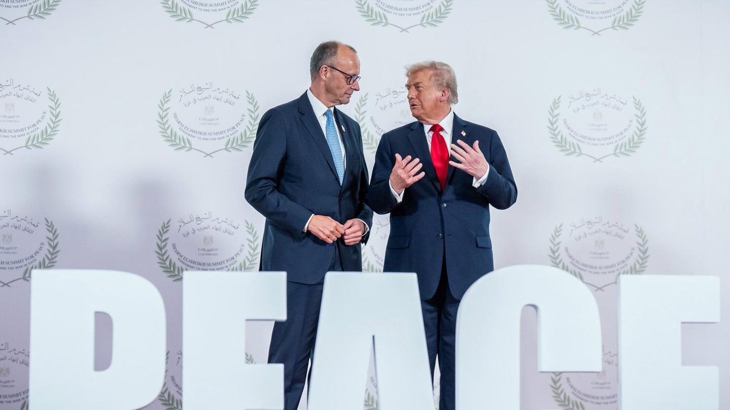 Letzte persönliche Begegnung im Oktober 2025: Friedrich Merz und Donald Trump beim Friedensgipfel für den Gaza-Krieg in Ägypten