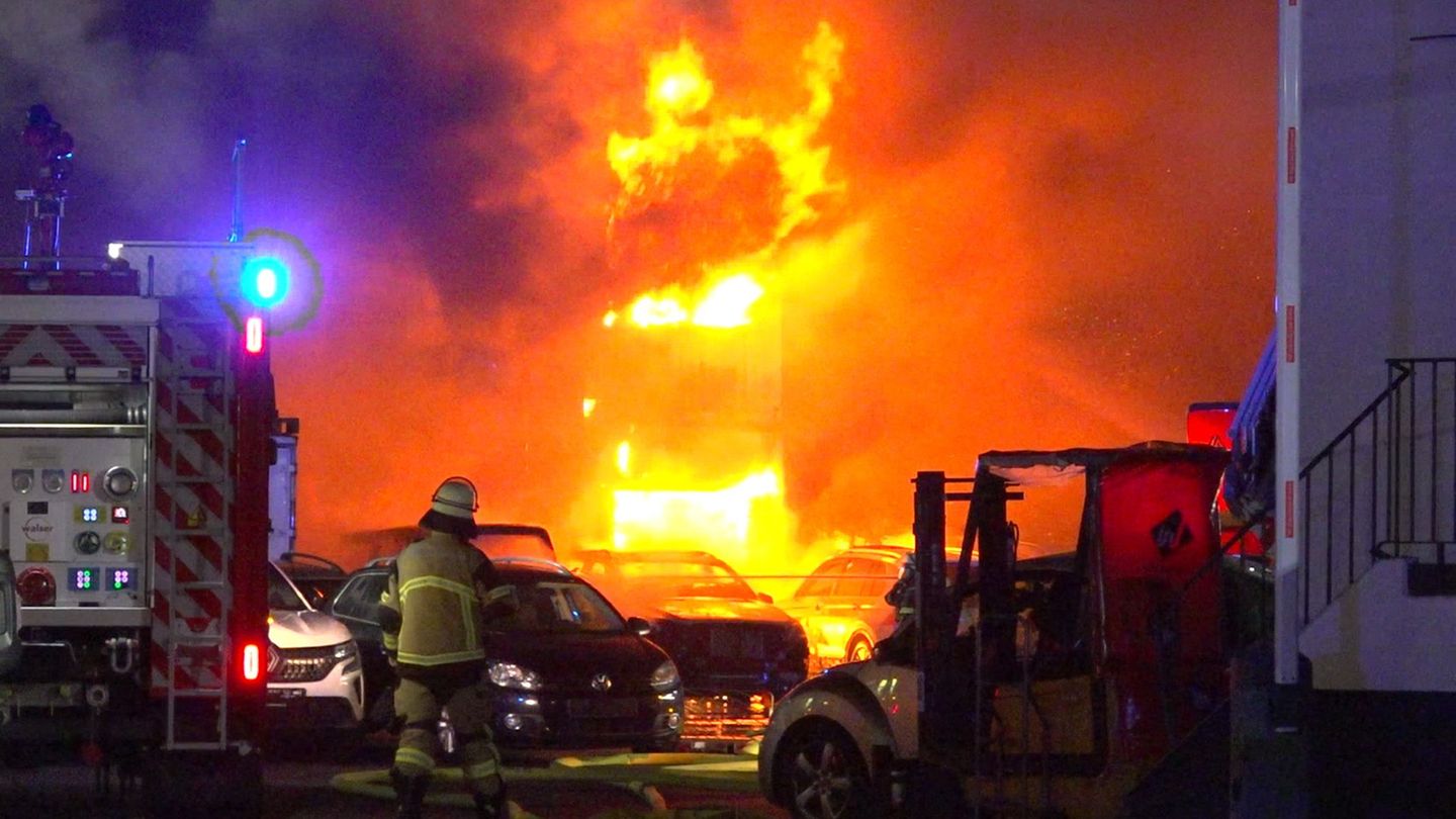 Nächtlicher Feuerwehr-Einsatz: Großbrand in Essener Kfz-Betrieb – Warnung für Anwohner