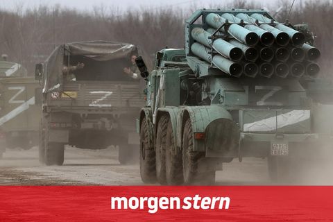 Russische Fahrzeuge in der Ukraine am 24. Februar 2022