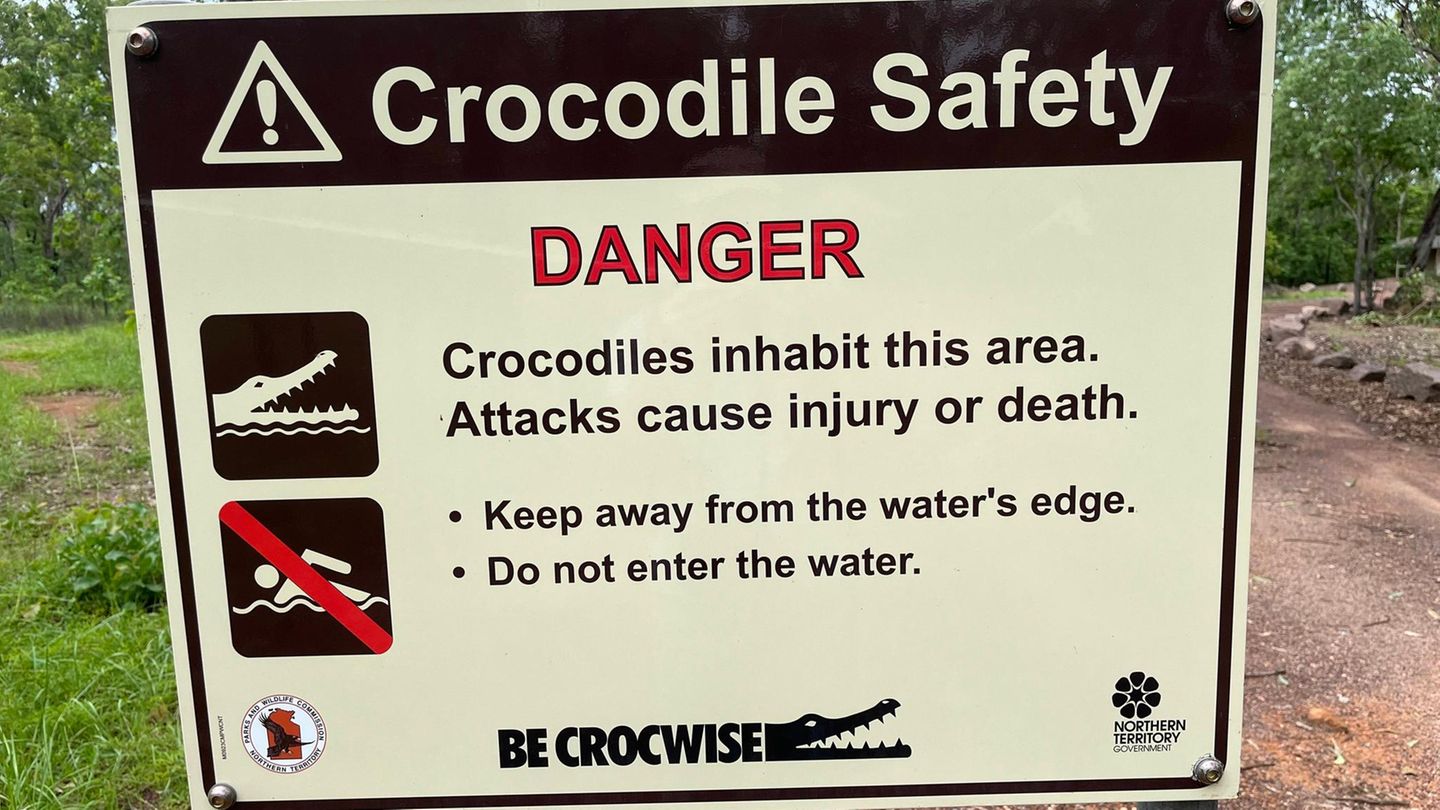 Wildtiere Krokodil-Warnschild Australien