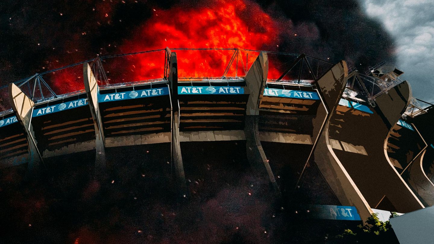 Stadien wurden – wie in dieser Montage – in Mexiko nicht in Brand gesetzt