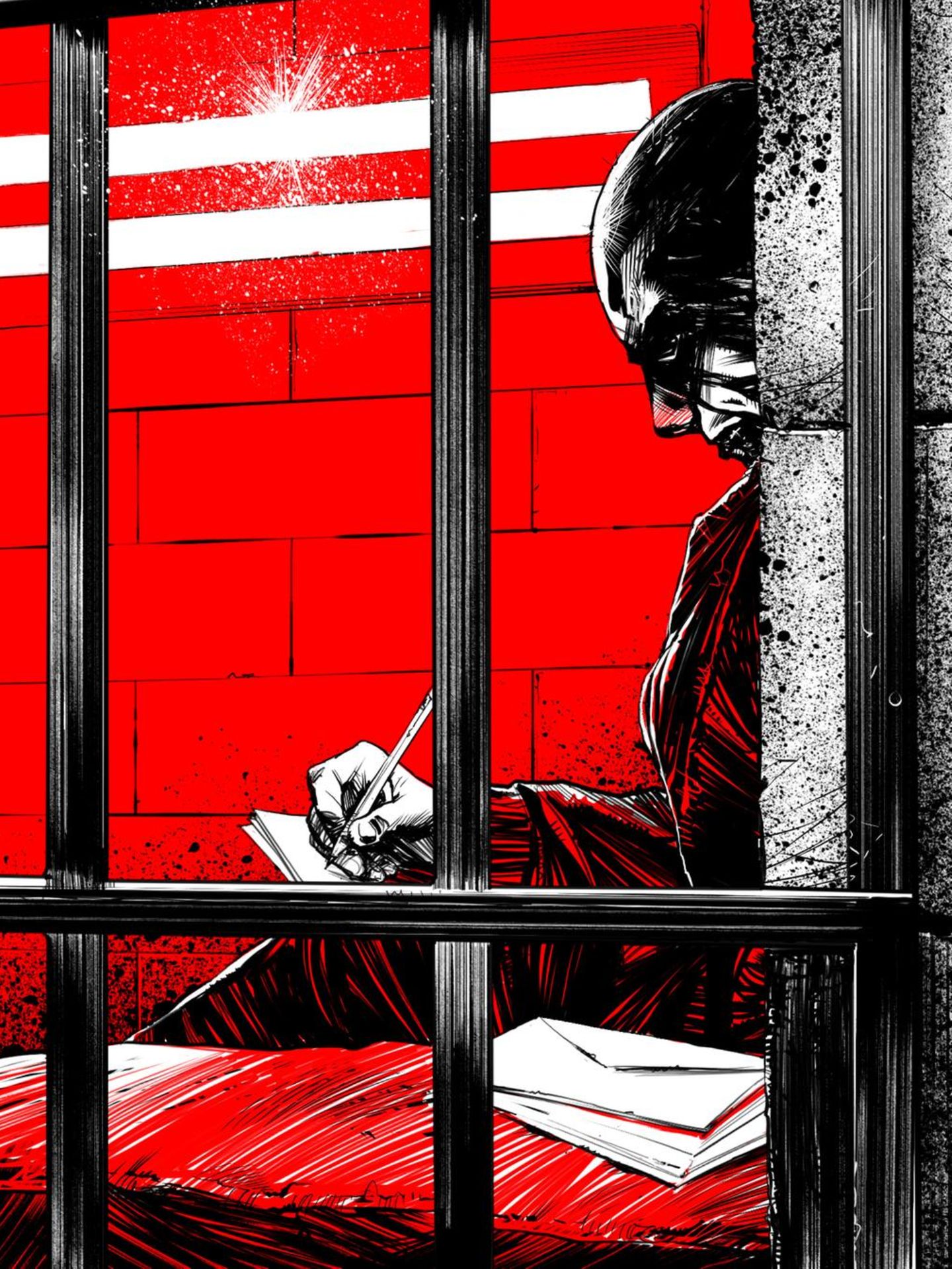 Eine Illustration eines Haftinsassen Letzte Verteidigungswelle