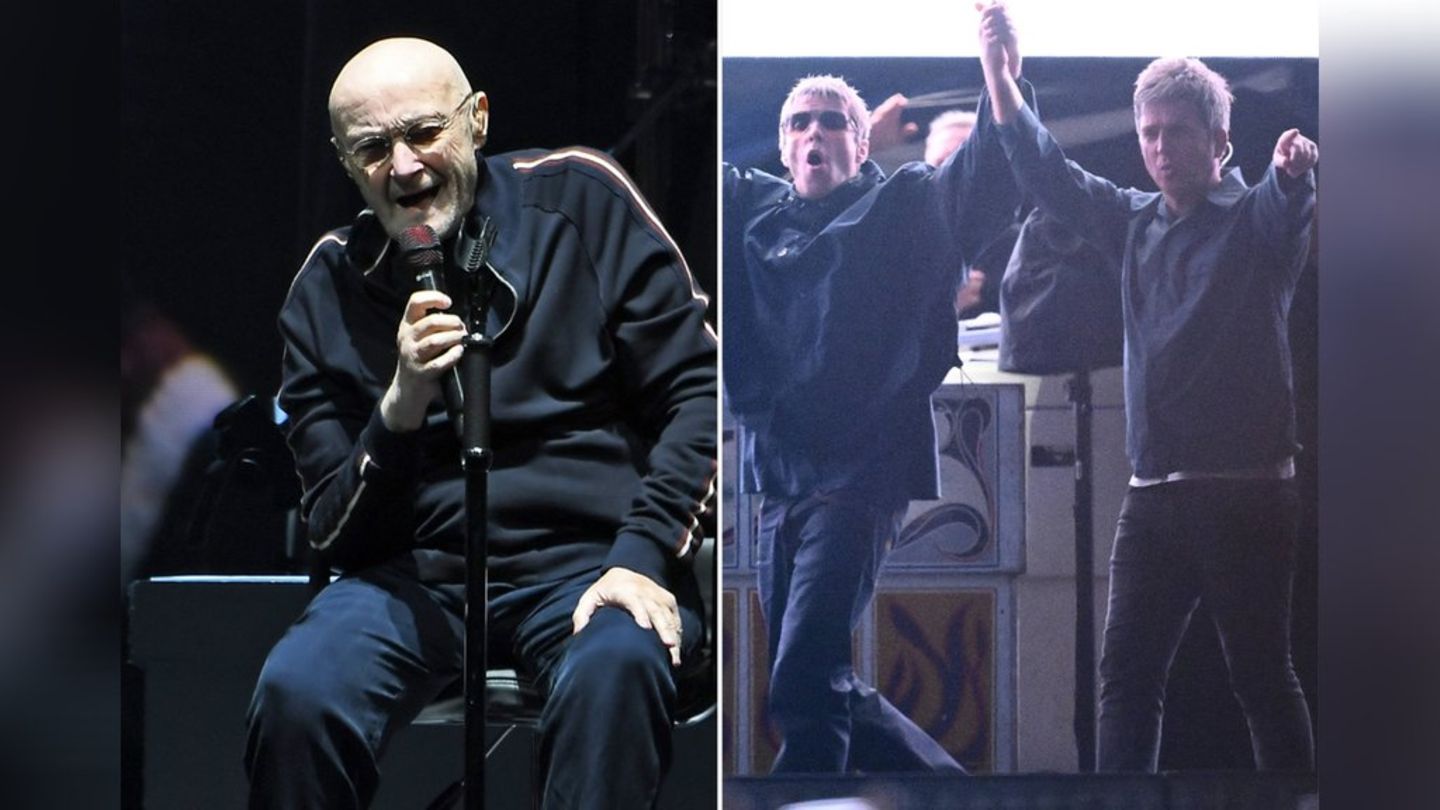 Phil Collins (li.) und die Oasis-Brüder Liam und Noel Gallagher sind für die Rock & Roll Hall of Fame nominiert.