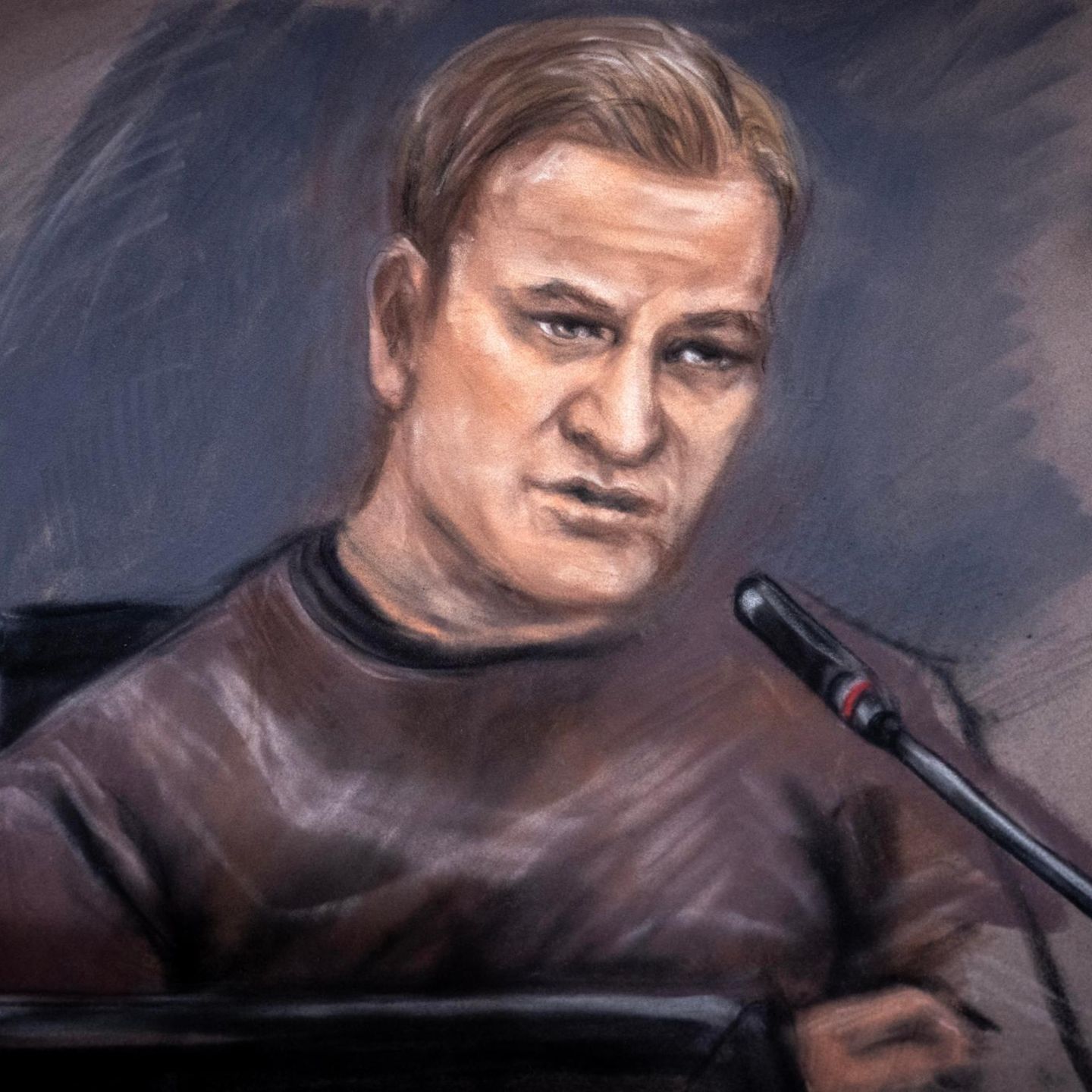 Eine Gerichtszeichnung zeigt Marius Borg Hoiby im Zeugenstand