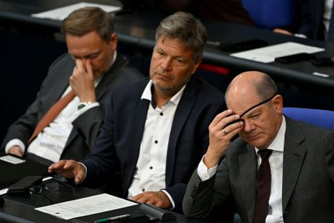 Lindner, Habeck und Scholz im September 2023 im Bundestag