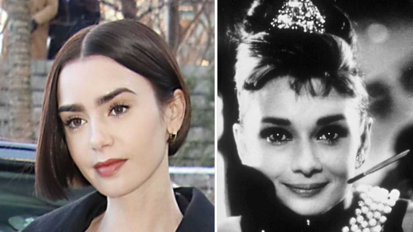 Eine gewisse Ähnlichkeit ist nicht von der Hand zu weisen: Lilly Collins (li.) und die ikonische Audrey Hepburn.