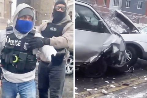 Zwei Autos nach einem Verkehrsunfall in New Jersey.