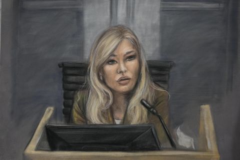 Eine Gerichtszeichnung von Nora Haukland