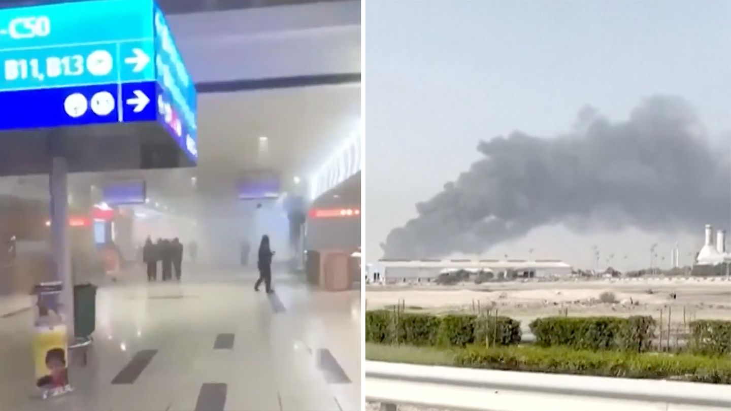 Iranische Vergeltungsangriffe: Videos zeigen chaotische Szenen am Flughafen in Dubai