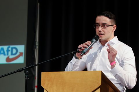 Polizei: Farbschmierereien bei AfD-Politiker Maximilian Gerner. Foto: Christoph Schmidt/dpa