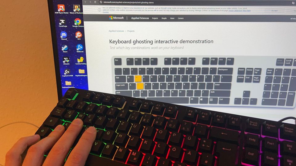 Alle Tasturen meisterten den Ghosting-Test ohne Problem – bis auf das Modell von Rii, das mit Bravour durchgefallen ist