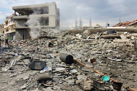 Schäden nach israelischem Angriff in der Bekaa-Ebene im Libanon am 2. März