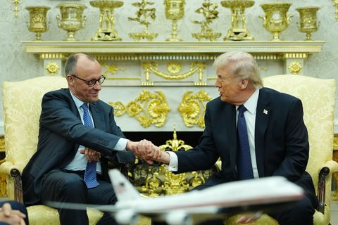 Trump: Israel nicht ausschlaggebend für unsere Kriegsentscheidung. Foto: Kay Nietfeld/dpa