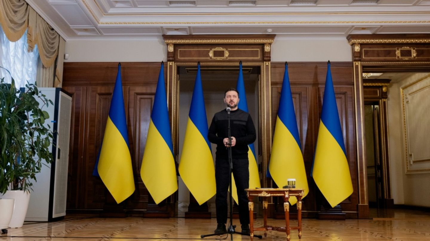 Wolodymyr Selenskyj bei Pressekonferenz am 3. März in Kiew