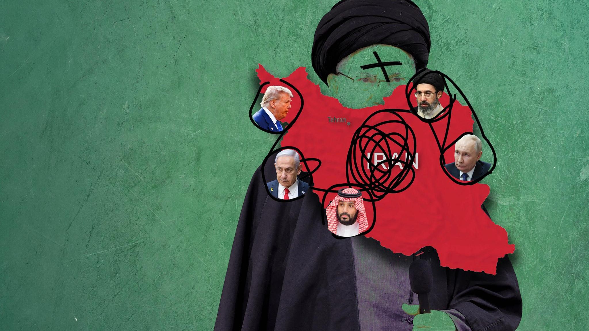 Die politische Lage rund um den Iran in einer Illustration