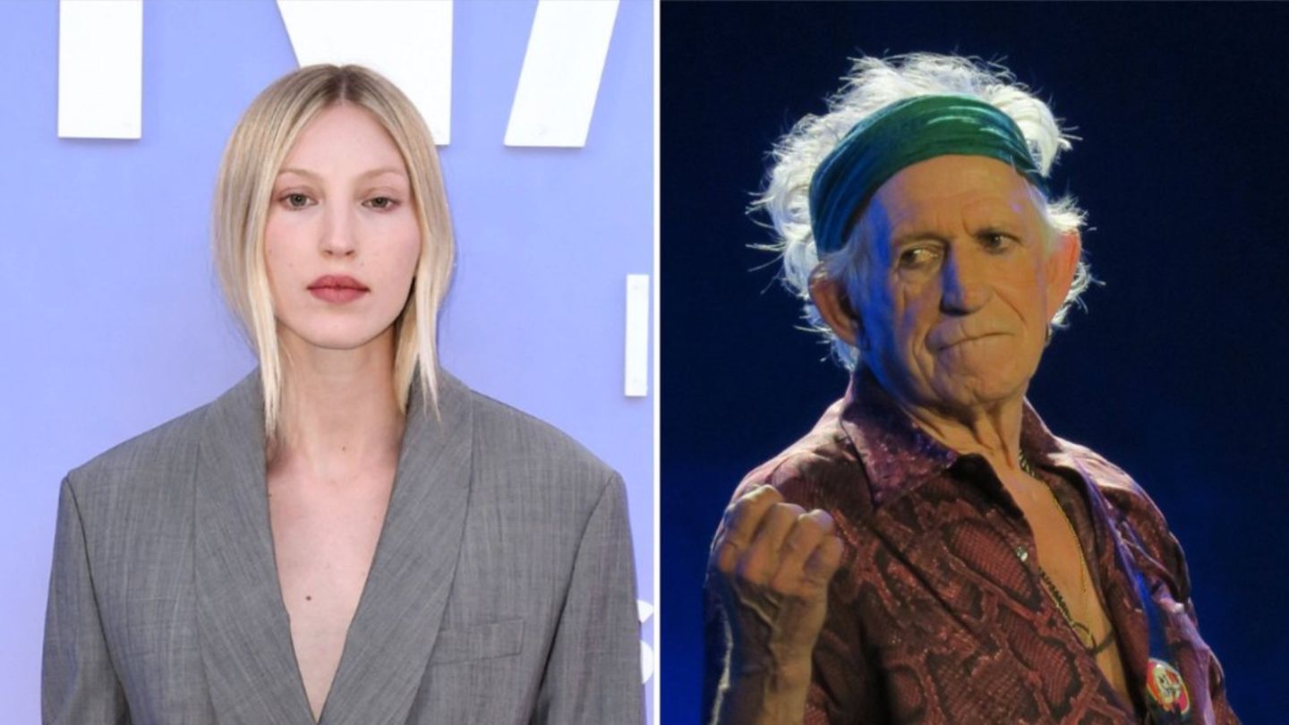 Keith Richards und seine Enkelin Ella, die sich als Model ihre Brötchen verdient.
