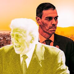 Montage: Trump und Sanchez vor Spanien