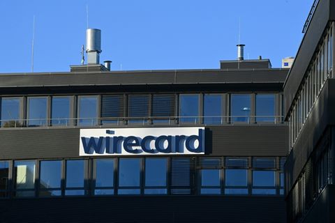 Wirecard-Logo am früheren Hauptsitz in München