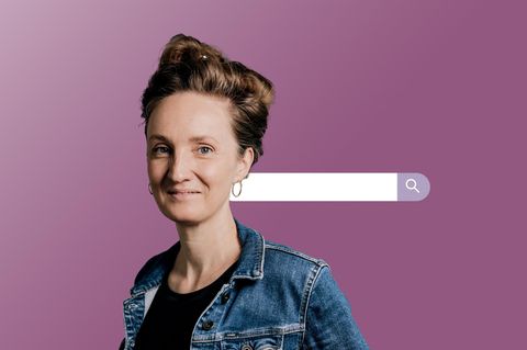 Montage Gefühl der Woche: Kolumnistin Helen mit einer Suchleiste