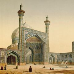 Gezeichneter Blick auf den Innenhof einer prächtigen Moschee