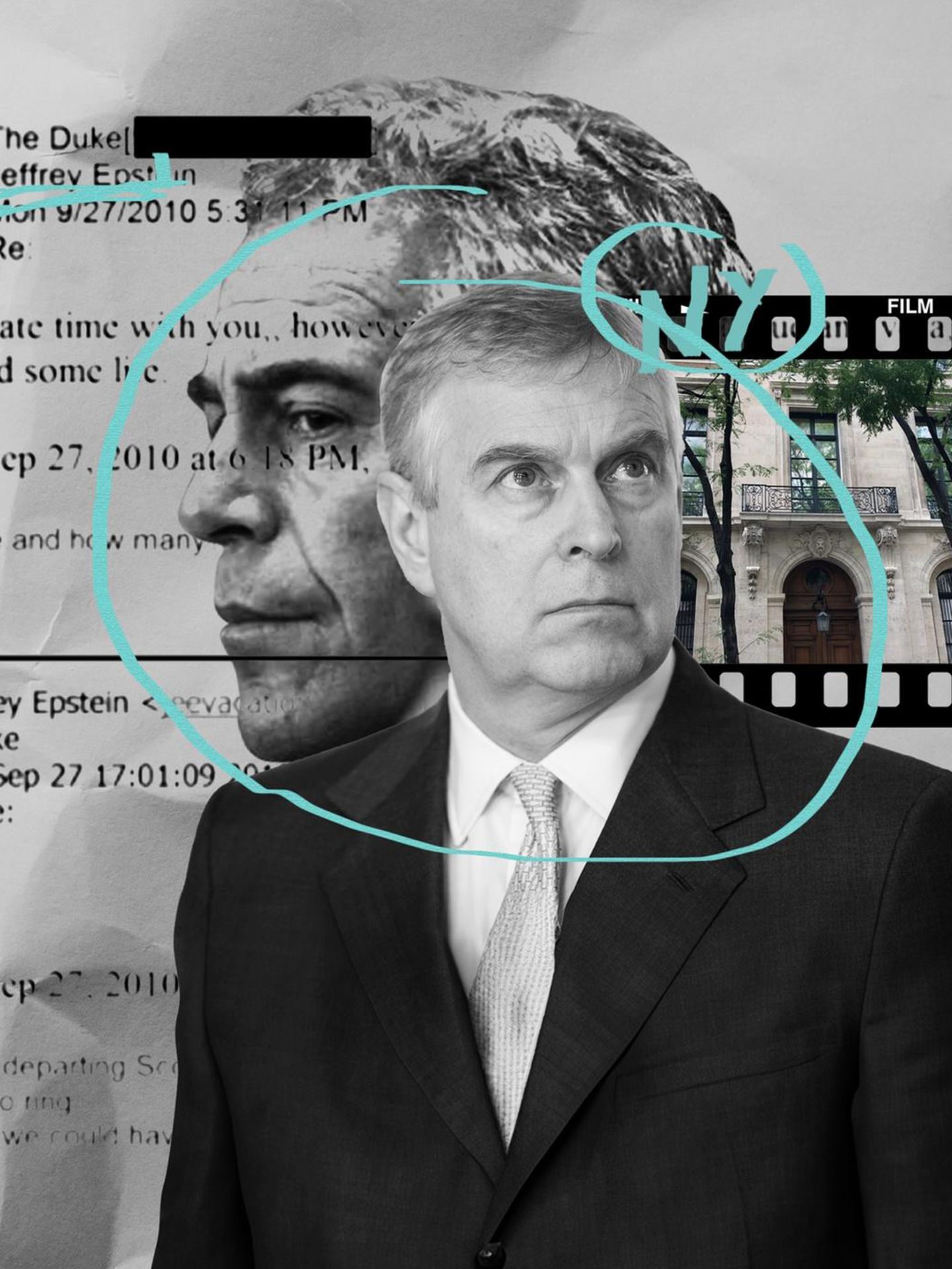 Eine Montage mit den Köpfen von Epstein und Andrew