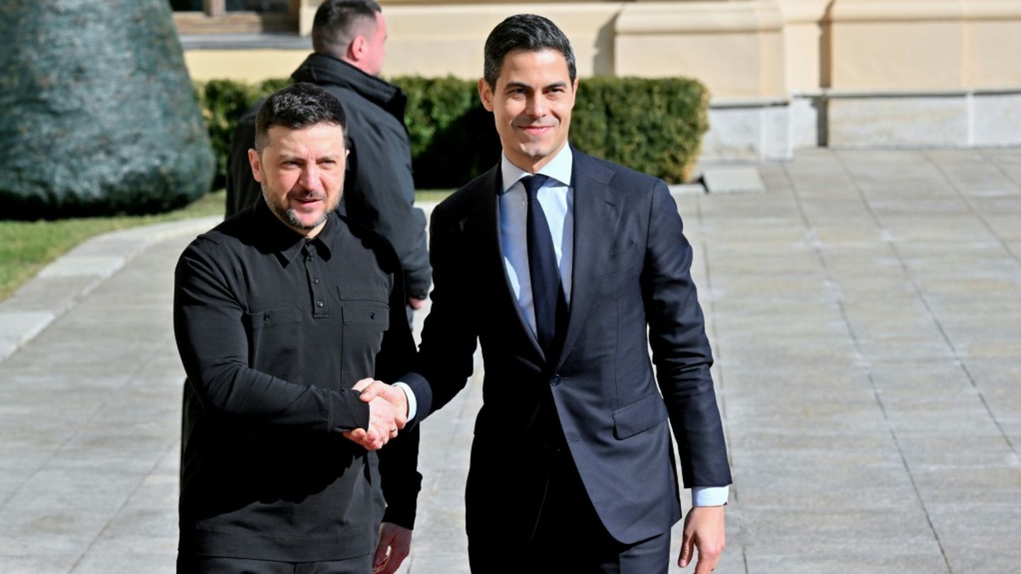 Selenskyj (l.) und Jetten in Kiew