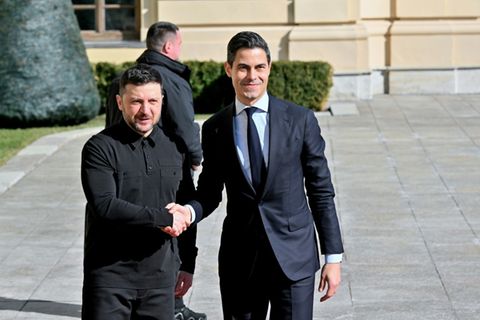 Selenskyj (l.) und Jetten in Kiew