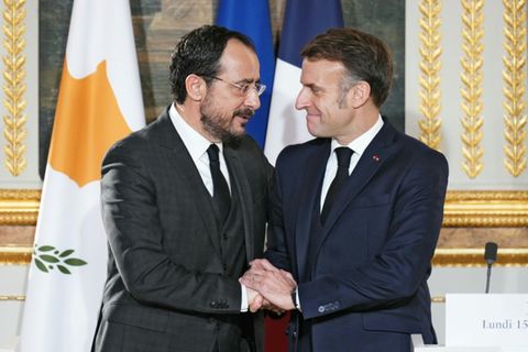 Macron (r.) und Christodoulides