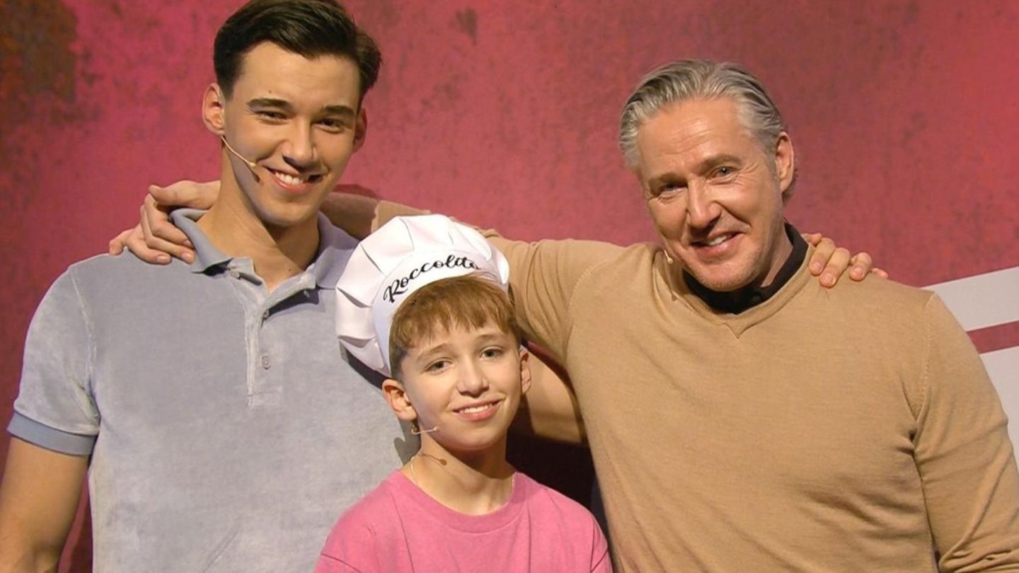 Diego, Rocco und Franjo Pooth (v.l.n.r.) bei "Grill den Henssler".