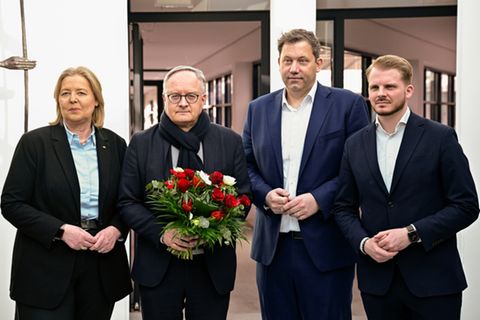 SPD-Politiker Bas (v.l.), Stoch, Klingbeil und Klüssendorf