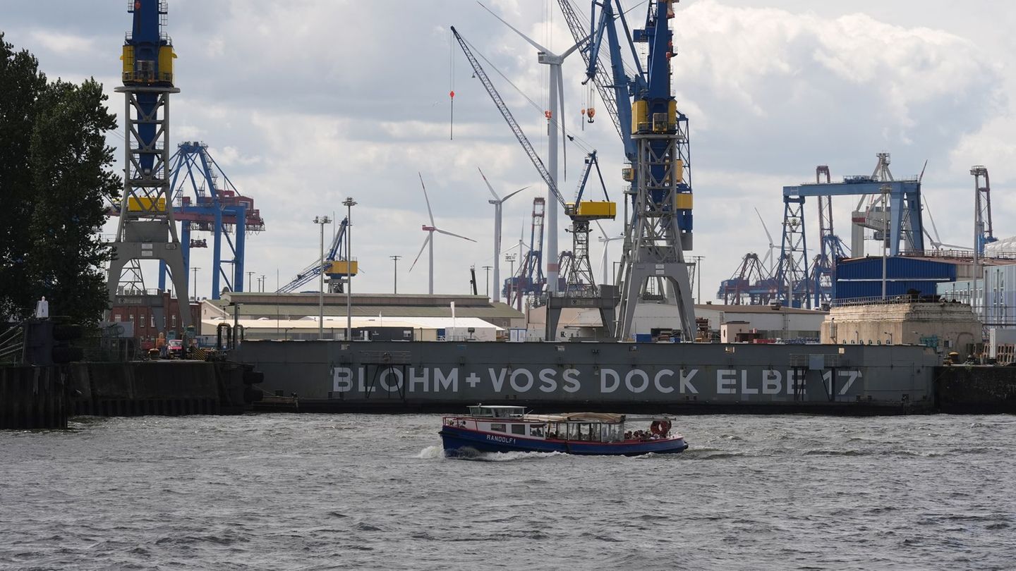 Die Werft Blohm+Voss gehört inzwischen zum Rüstungskonzern Rheinmetall . (Archivbild) Foto: Marcus Brandt/dpa
