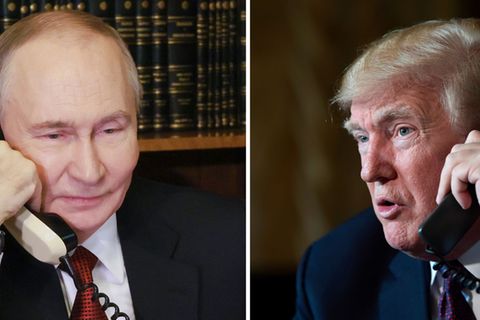 Archivbilder von US-Präsident Donald Trump und Kremlchef Wladimir Putin beim Telefonieren