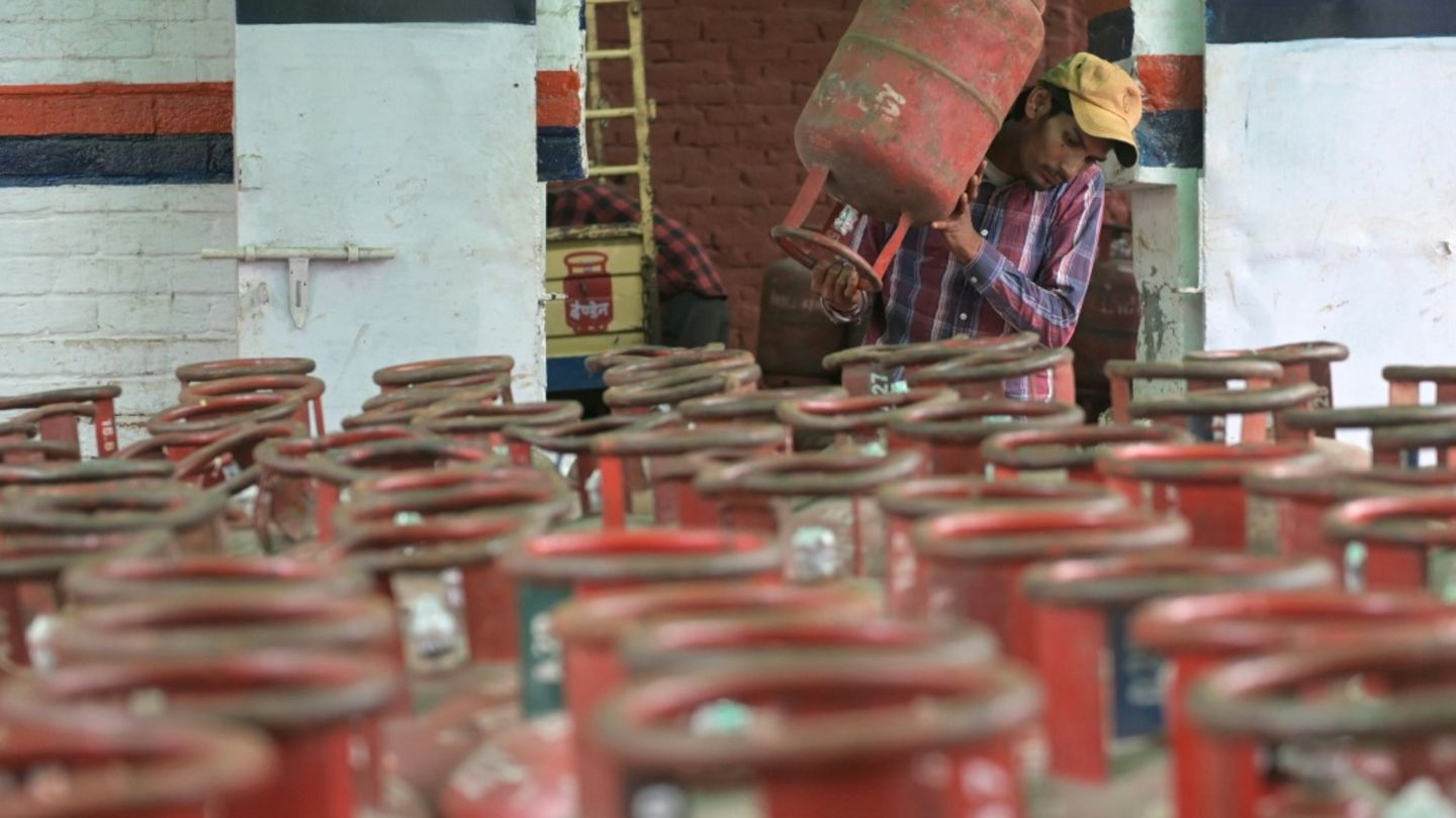 Gasflaschen in Indien