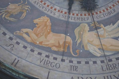 Tierkreiszeichen auf alter Uhr (Symbolbild Astrologie)