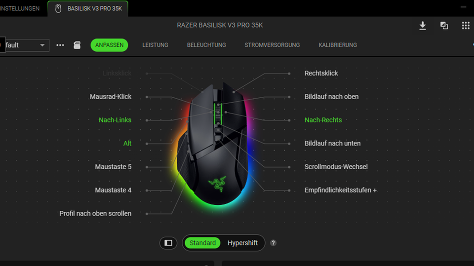 In der Razer-Software könnnen Sie die Tasten der Razer-Maus belegen, beispielsweise mit Alt, um einen Modifier zu haben
