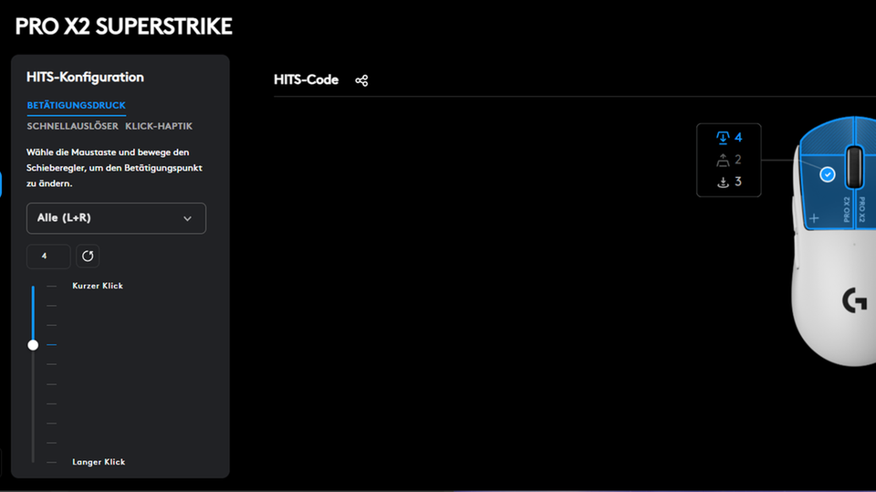 Besonders machen die Logitech Pro X2 Superstrike einstellbare Primärtasten