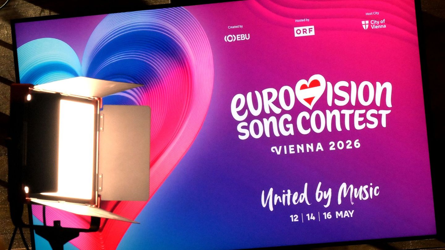 Blick aufs Das Logo zum Eurovision Song Contest (ESC) 2026 in Wien. (Archivbild) Foto: Harald Schneider/APA/dpa