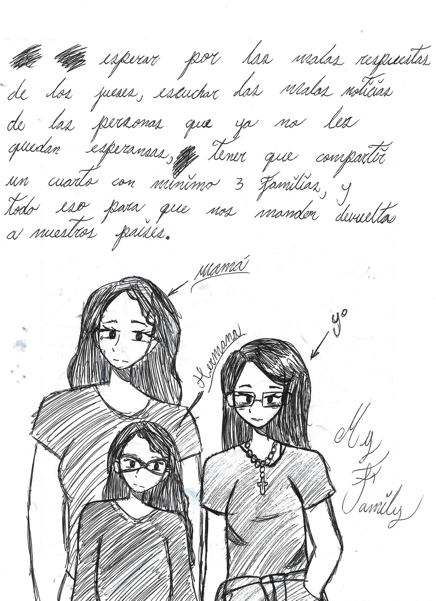 Brief auf Spanisch und Zeichnung von Ender