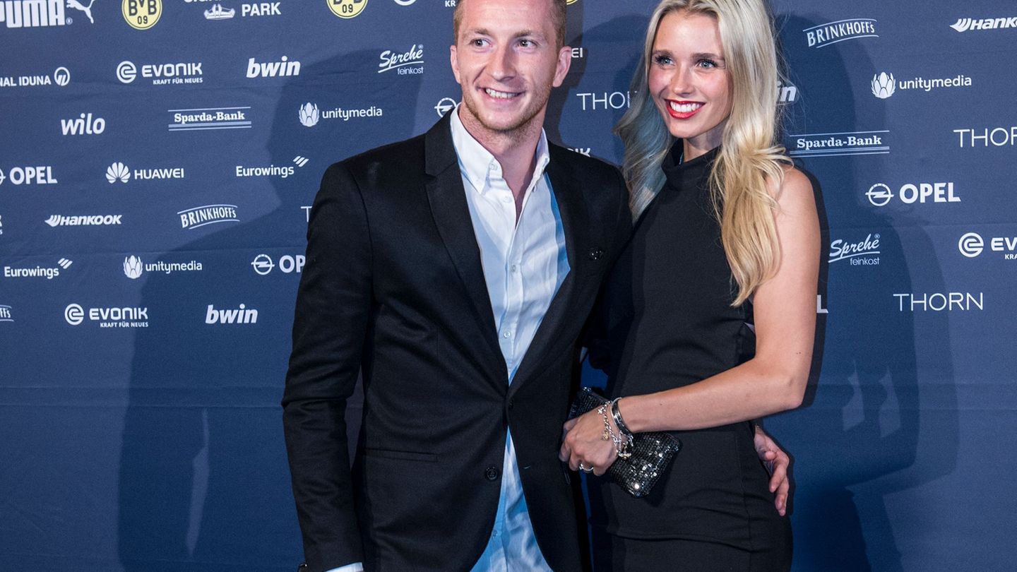 Ex-Nationalspieler Marco Reus mit Ehefrau Scarlett Gartmann. (Archivfoto) Foto: picture alliance / Paul Zinken/dpa