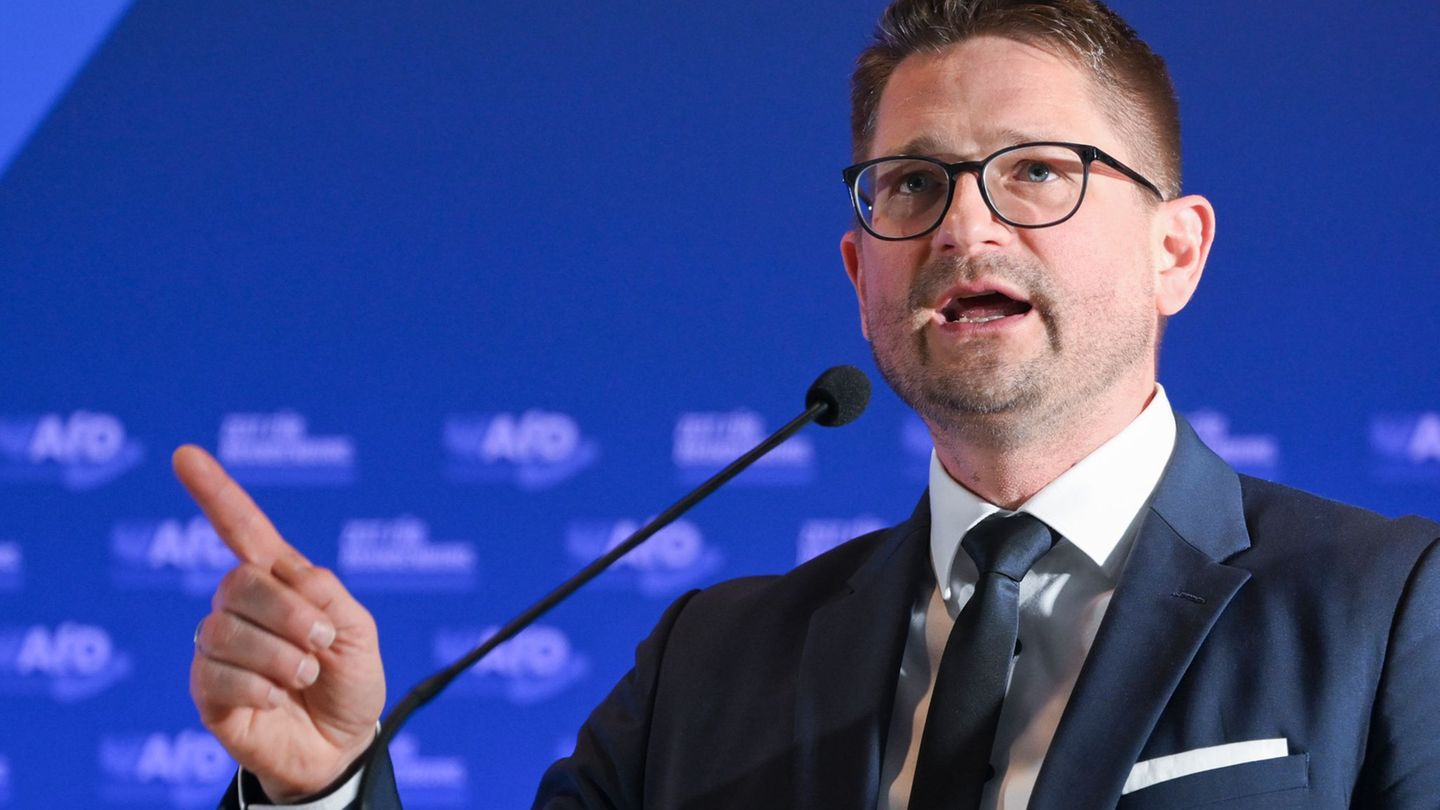 Der Brandenburger AfD-Landeschef René Springer stellt sich zur Wiederwahl. Foto: Jens Kalaene/dpa