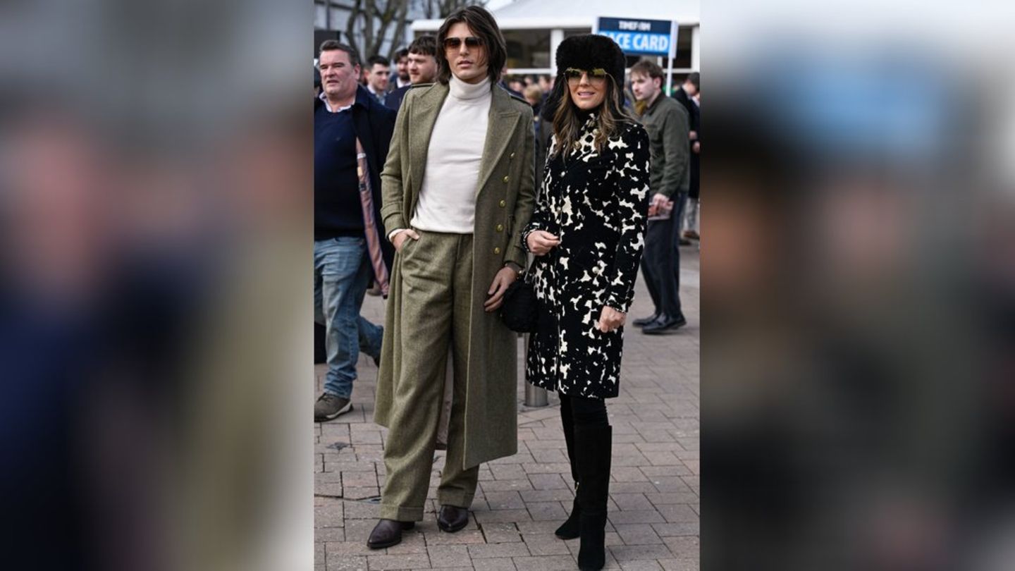 Elizabeth Hurley und Sohn Damian in Cheltenham.