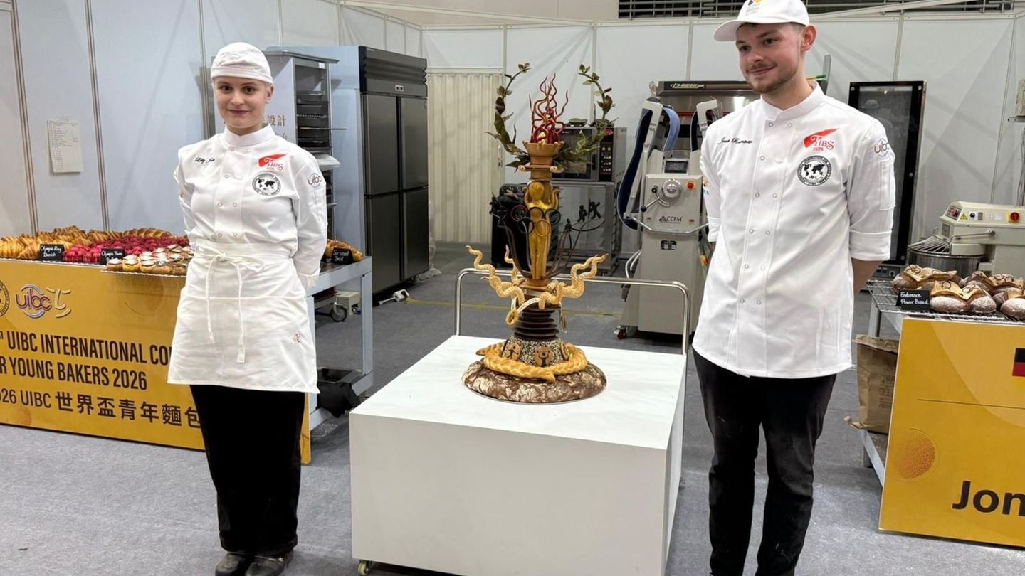 Lilly Jahn und Jonah Rosentreter holten bei der WM der Bäckerjugend den dritten Platz (Handout). Foto: --/Akademie Deutsches Bäc