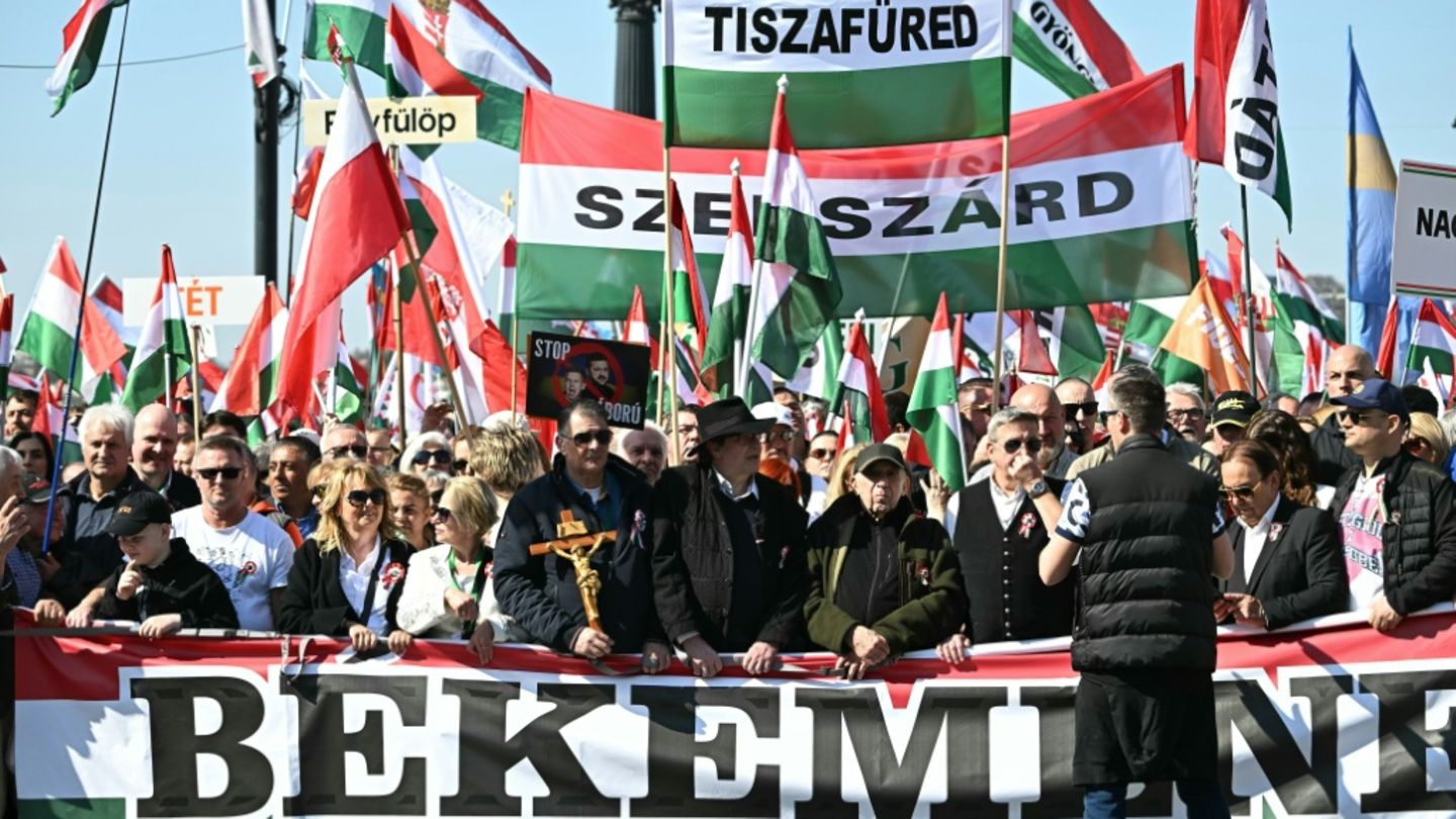 Zehntausende Menschen demonstrieren für Viktor Orban