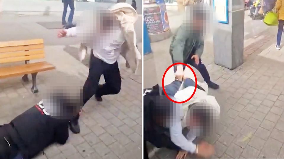 Eine Person greift einen Bahn-Mitarbeiter brutal an.