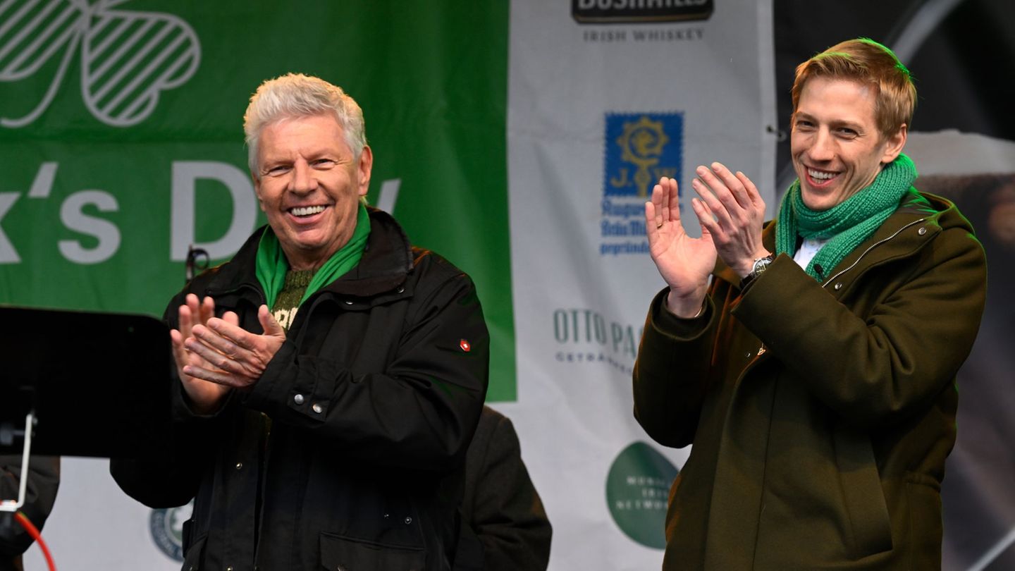 Reiter und Krause am Wochenende beim St. Patrick's Day in München. Foto: Felix Hörhager/dpa