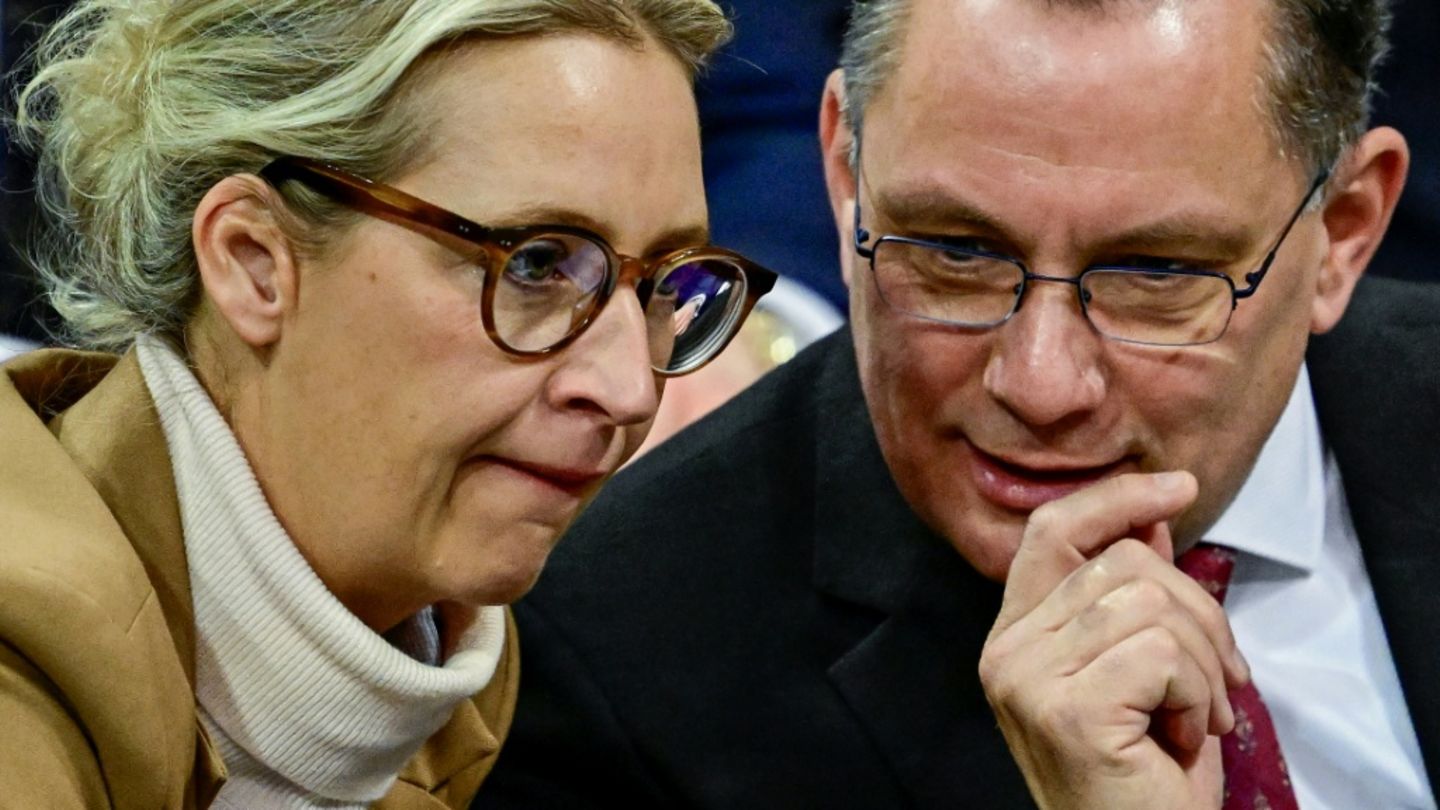 AfD-Chefs Weidel (l.) und Chrupalla